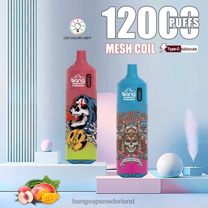Vape Gang Amsterdam - Bang Vape Tornado 12.000 trekjes met led- en mesh-spoel wegwerpbaar 6HPJ04