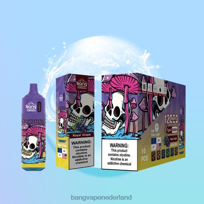 Vape Gang Amsterdam - Bang Vape Tornado 12.000 trekjes met led- en mesh-spoel wegwerpbaar 6HPJ04