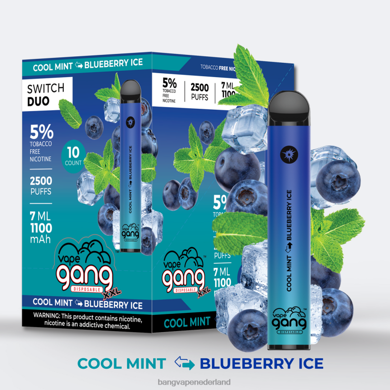 Bang Wegwerp Vape - Vape Gang Switch Duo 2 smaken (doos van 10) aardbeienijs - watermeloenijs 6HPJ047