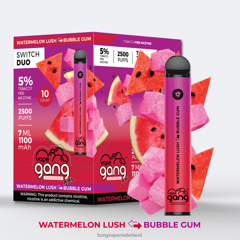 Vape Gang Flavors - Vape Gang Switch Duo 2 smaken (doos van 10) watermeloen weelderig - kauwgom 6HPJ049