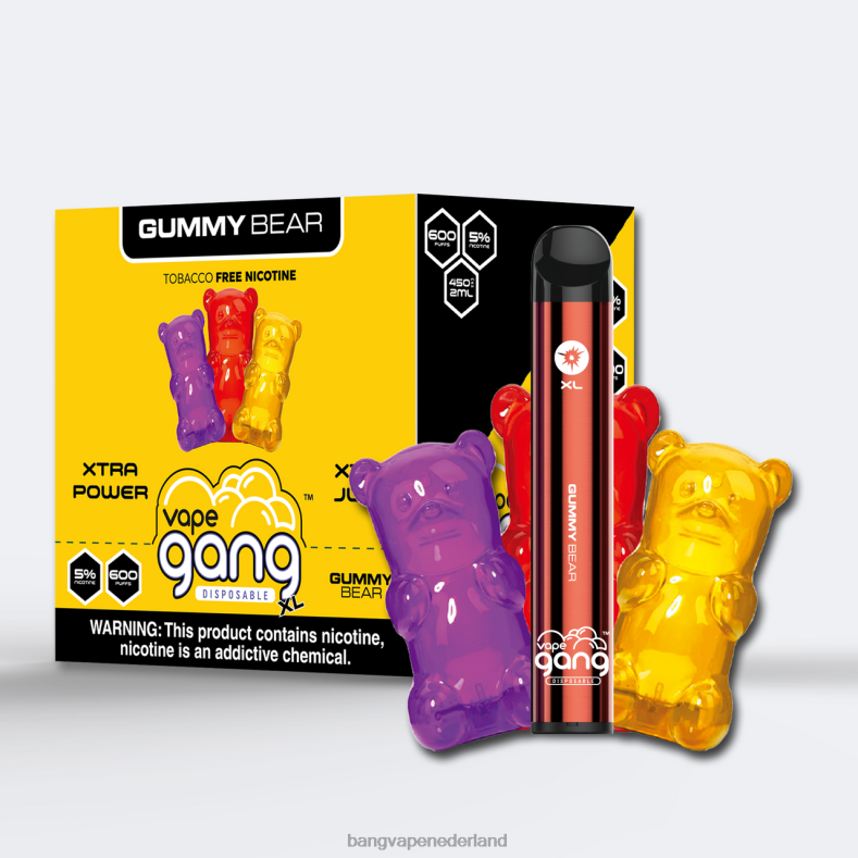 Bang Vape Kopen Nederland - Vape Gang XL wegwerpvapes 600 trekjes (doos van 10) gummybeer 6HPJ064