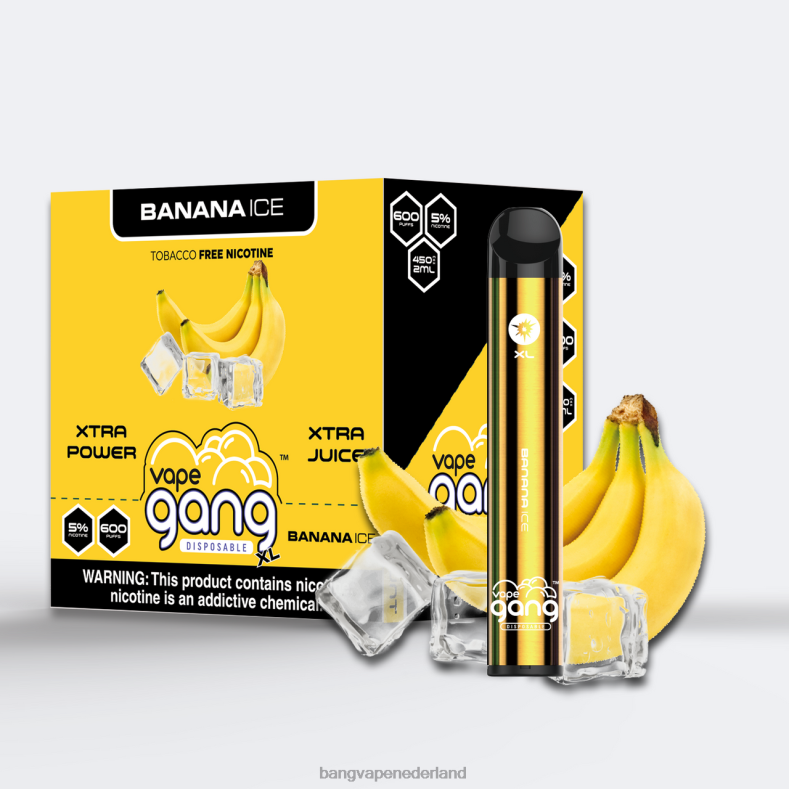 Bang Vape Nederland - Vape Gang XL wegwerpvapes 600 trekjes (doos van 10) bananen ijs 6HPJ063