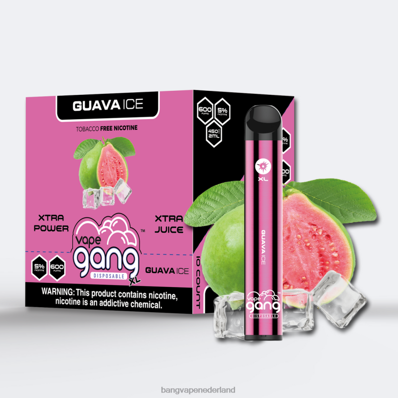 Bang Vape Nicotine - Vape Gang XL wegwerpvapes 600 trekjes (doos van 10) guave-ijs 6HPJ072