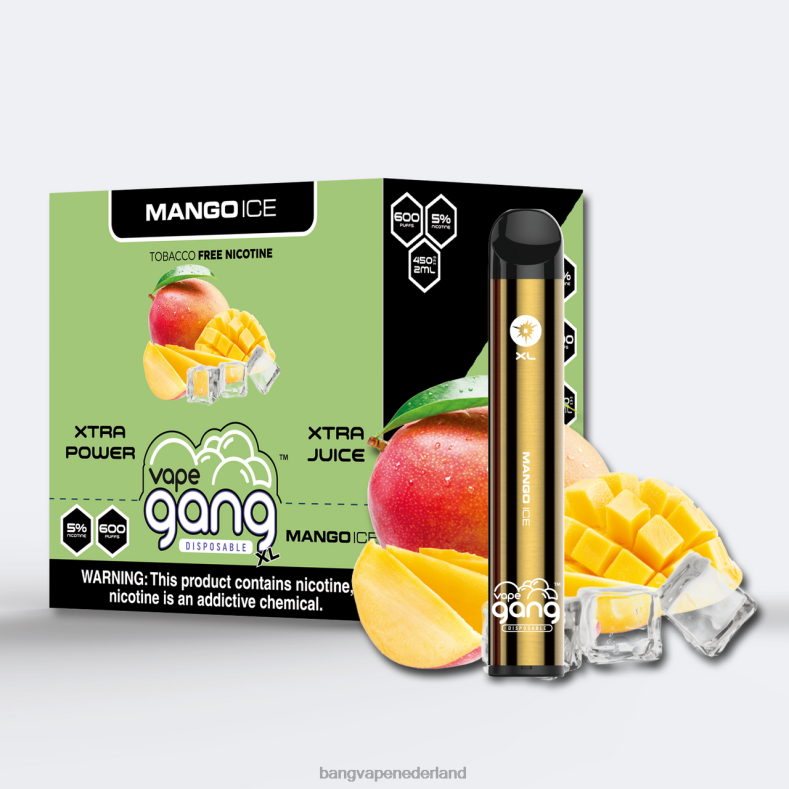 Vape Gang Disposable - Vape Gang XL wegwerpvapes 600 trekjes (doos van 10) mango-ijs 6HPJ068