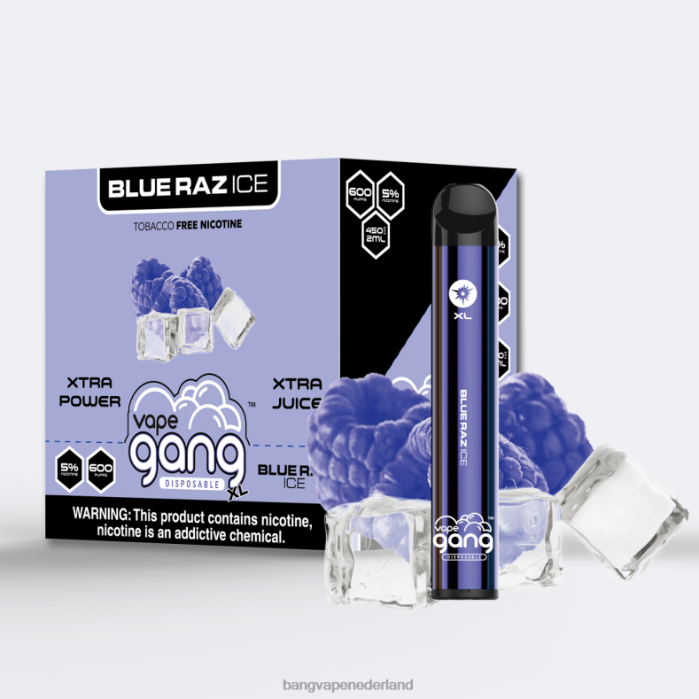 Vape Gang Flavors - Vape Gang XL wegwerpvapes 600 trekjes (doos van 10) blauw raz-ijs 6HPJ061
