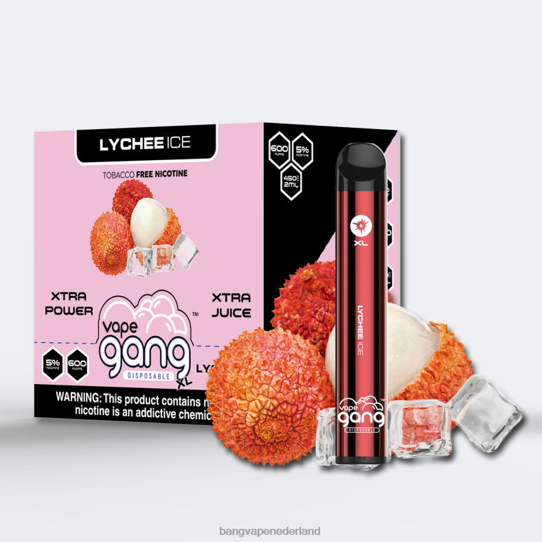 Vape Gang Nederland - Vape Gang XL wegwerpvapes 600 trekjes (doos van 10) lychee-ijs 6HPJ075